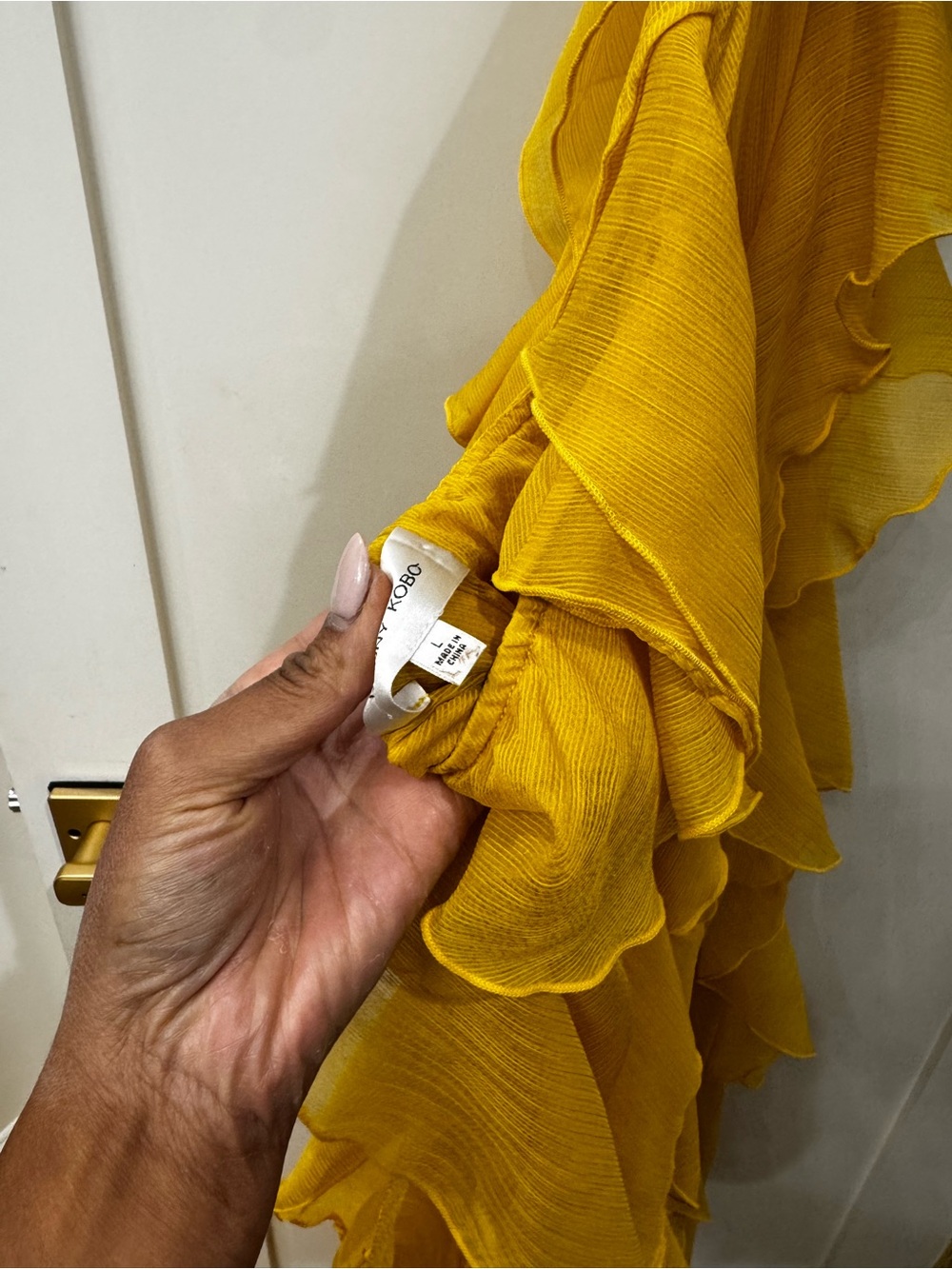 Ronny Kobo Collection Mustard Ruffle Halter Maxi Dress - Picture 5 of 5